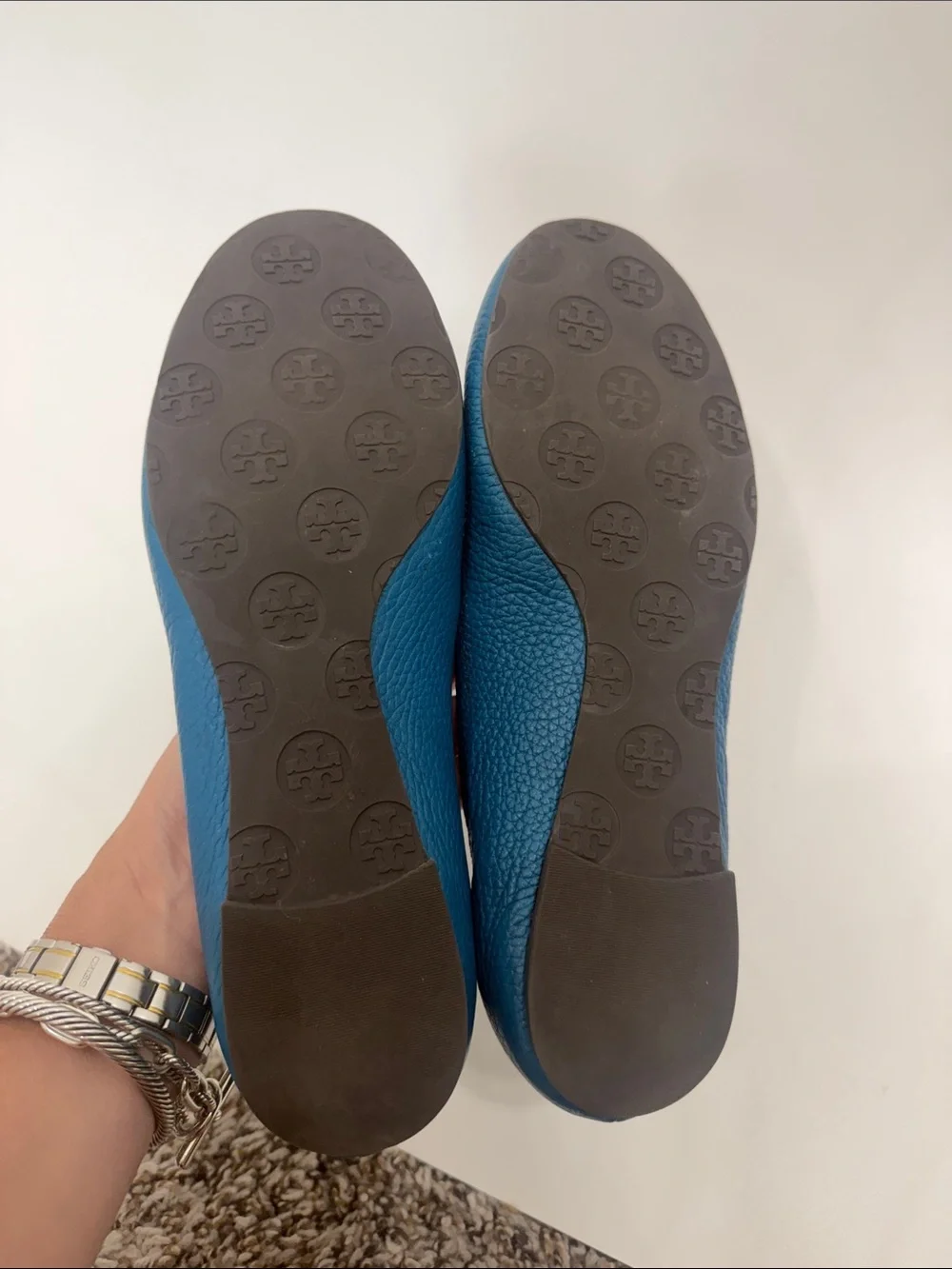 Tory Burch Reva blue leather flats size 8.5 M